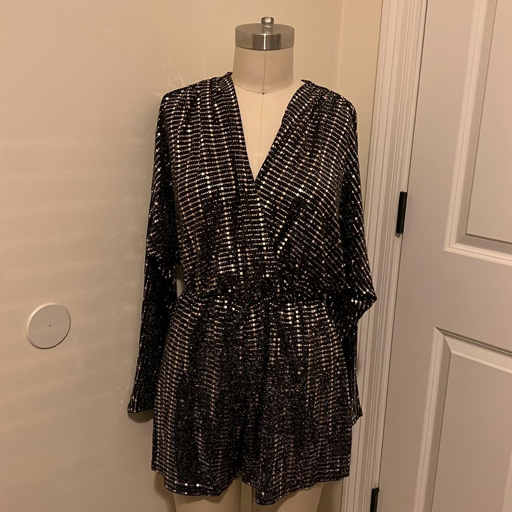 Long Sleeve Sequin Gold Romper